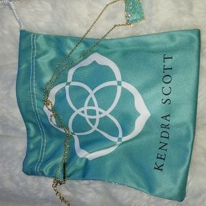 Kendra Scott aqua Kyocera opal necklace.